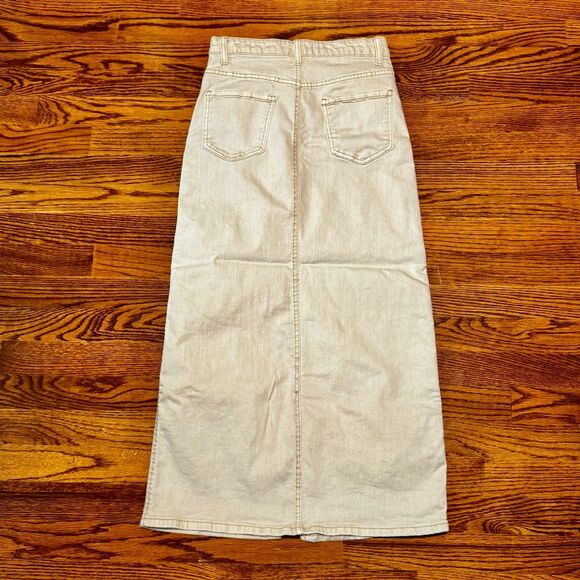OAT Long Denim Ecru Skirt. Size 2/26 - Picture 3 of 7